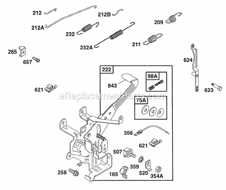 Controls Diagram and Parts List for 176452-0049-01  Briggs and Stratton Engine